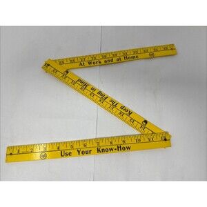 Vintage USS Yellow Folding Yard Stick Ruler Advertising Keep the Flag in Mind